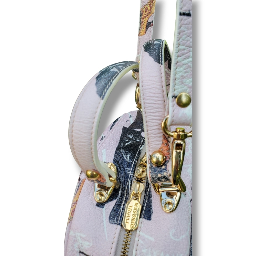 MASSIMO TRULLI Limited-Edition Pink Leather Canteen Crossbody Tote - Picture 11 of 17